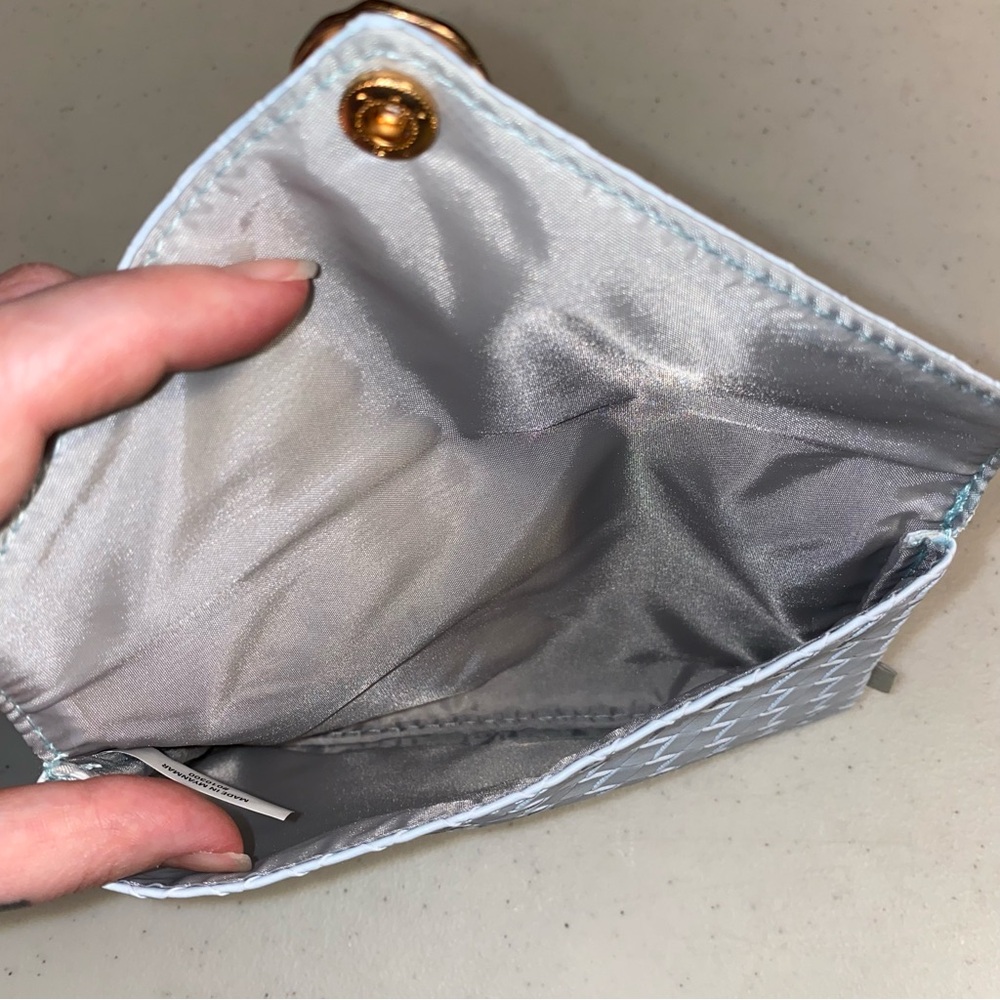 Ipsy Cosmetics Bag Light Blue Woven Envelope with Gold Wax Stamp Closure - Picture 3 of 3